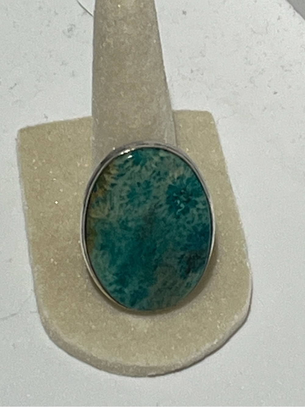 Large Oval Blue Amazonite Ring Size 8